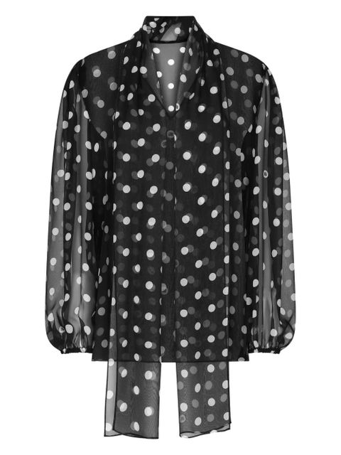Dolce & Gabbana polka-dot print pussy-bow shirt - Black - zdjęcie produktu nr 2