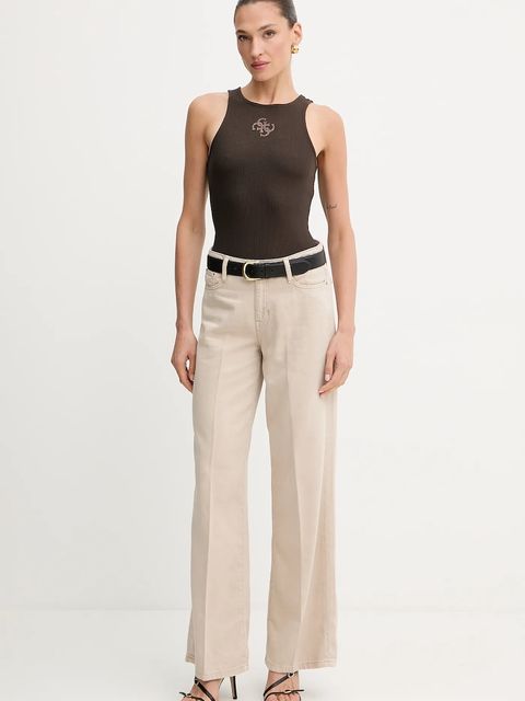 Guess jeansy damskie kolor beżowy W5RA96 WFD53