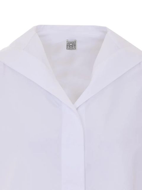 TOTEME V-neck classic collar shirt - White