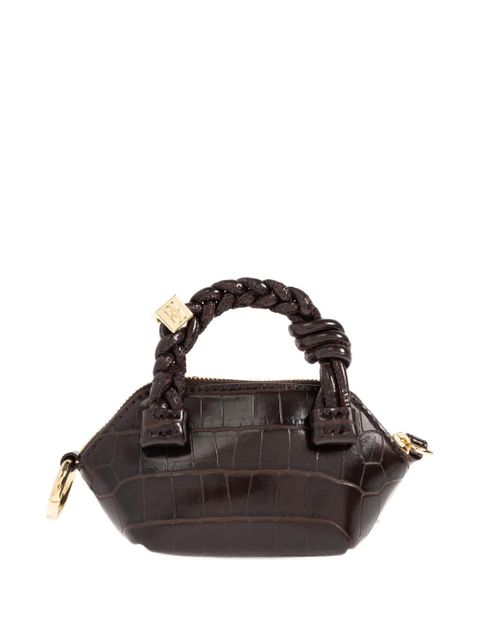 GANNI mini crocodile-embossed tote bag - Brown