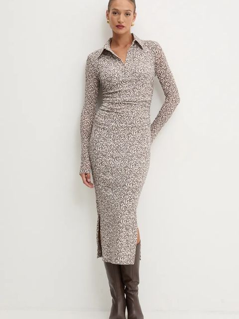 Marella sukienka kolor beżowy midi dopasowana 2423626054200