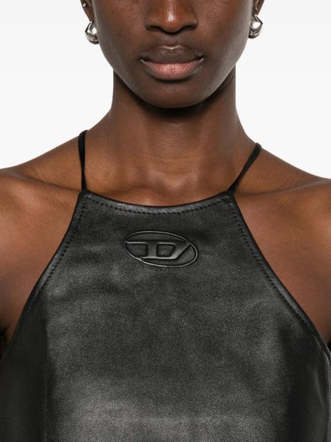 Diesel L-luvy logo-embossed leather top - Black