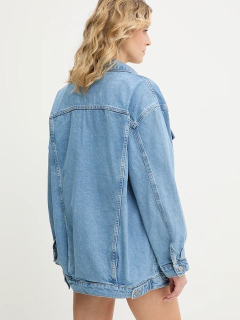 Answear.LAB kurtka jeansowa bawełniana kolor niebieski przejściowa oversize
