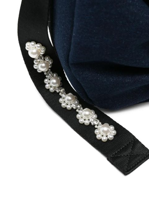 Simone Rocha bow pearl-embellished shoulder bag - Blue