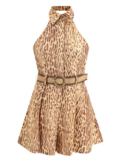 ZIMMERMANN halterneck leopard-print mini dress - Neutrals - zdjęcie produktu nr 1