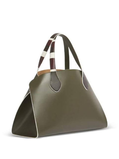 Marni medium Overlap contrast-trim tote bag - Green