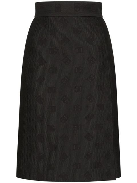 Dolce & Gabbana monogram-jacquard straight midi skirt - Black - zdjęcie produktu nr 1