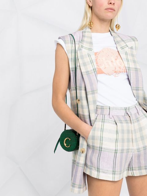 MARANT ÉTOILE checked linen shorts - Purple