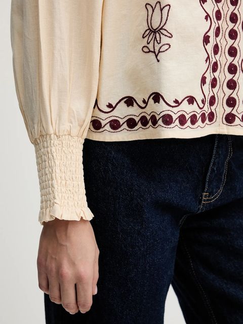 Hoss Intropia bluzka damska kolor beżowy z aplikacją 6282695