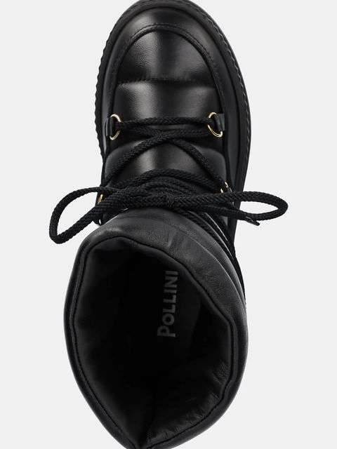 Pollini śniegowce skórzane kolor czarny SA24225G0NTE100A