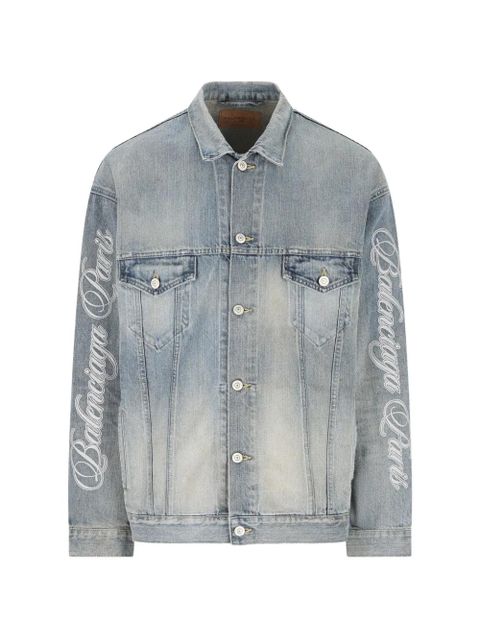 Balenciaga lettering denim jacket - Blue - zdjęcie produktu nr 1