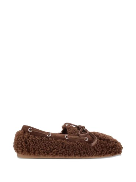 Miu Miu shearling loafers - Brown