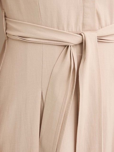 Answear.LAB sukienka kolor beżowy midi rozkloszowana