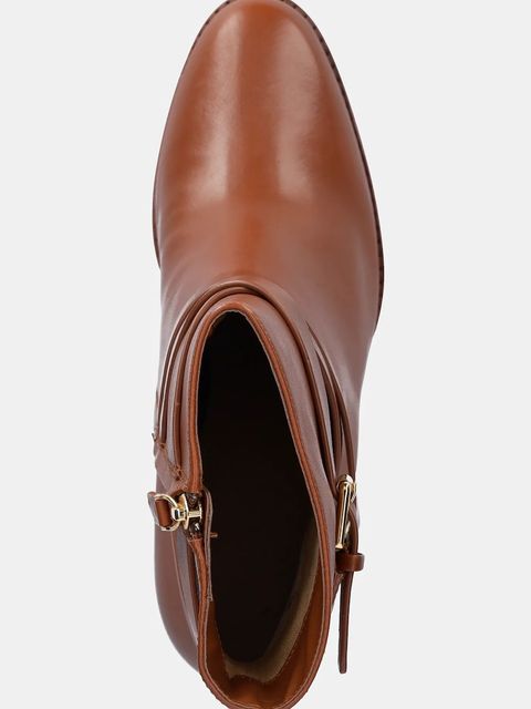 Lauren Ralph Lauren botki skórzane Cllns Bt Hl damskie kolor brązowy na słupku 802974385001