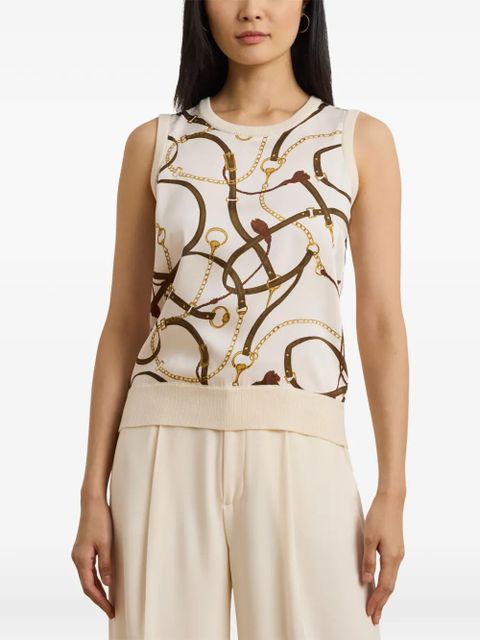Lauren Ralph Lauren belt-print sleeveless top - Neutrals