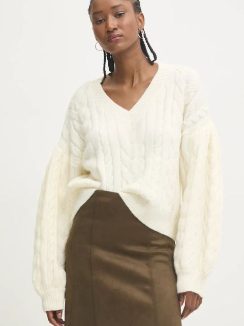 Answear.LAB sweter z wełną kolor beżowy