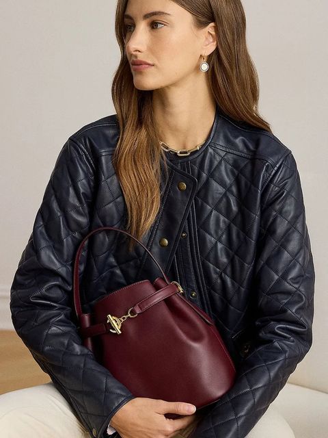 Lauren Ralph Lauren torebka skórzana kolor bordowy 431982787