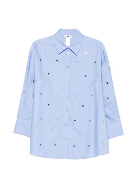 TWINSET crystal-embellished eyelet shirt - Blue - zdjęcie produktu nr 1