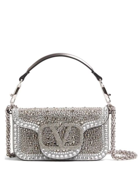 Valentino Garavani small Locò shoulder bag with rhinestones - Silver - zdjęcie produktu nr 1