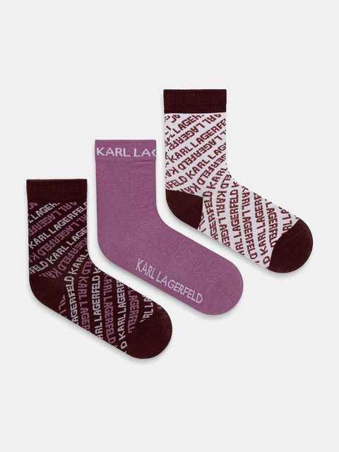 Karl Lagerfeld skarpetki K/MONOGRAM 3-pack kolor bordowy A4W47033 - zdjęcie produktu nr 1
