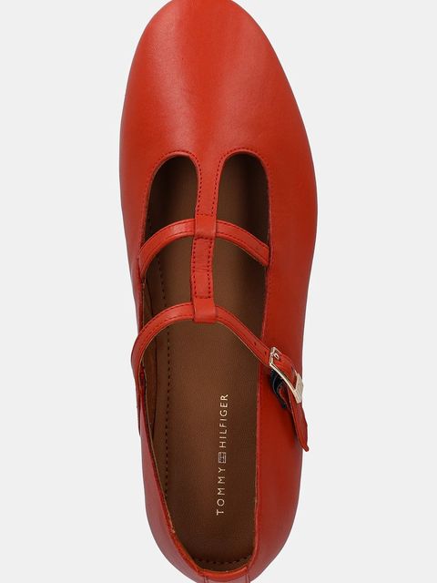 Tommy Hilfiger baleriny skórzane SMOOTH LEATHER T-BAR BALLERINA kolor pomarańczowy FW0FW09153 - zdjęcie produktu nr 2