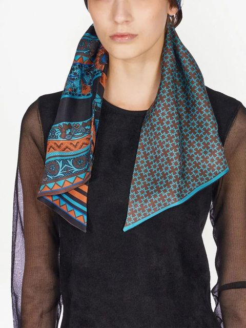 Ferragamo Nirvana-print silk bandeau scarf - Black