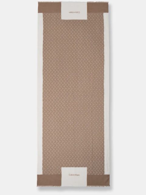 Calvin Klein szalik z lnem kolor beżowy wzorzysty K60K612895