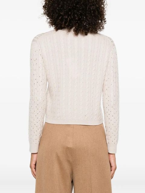 Max Mara embellished cable-knit sweater - Neutrals
