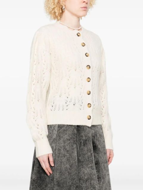 MARANT ÉTOILE button-front open-knit cardigan - Neutrals