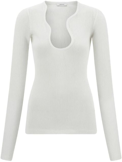 Ferragamo rippled-neckline sweater - White - zdjęcie produktu nr 1