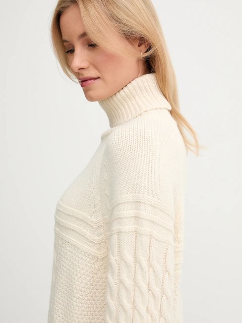 Pepe Jeans sweter z domieszką wełny damski kolor beżowy ciepły z golfem PL7000053 - zdjęcie produktu nr 2