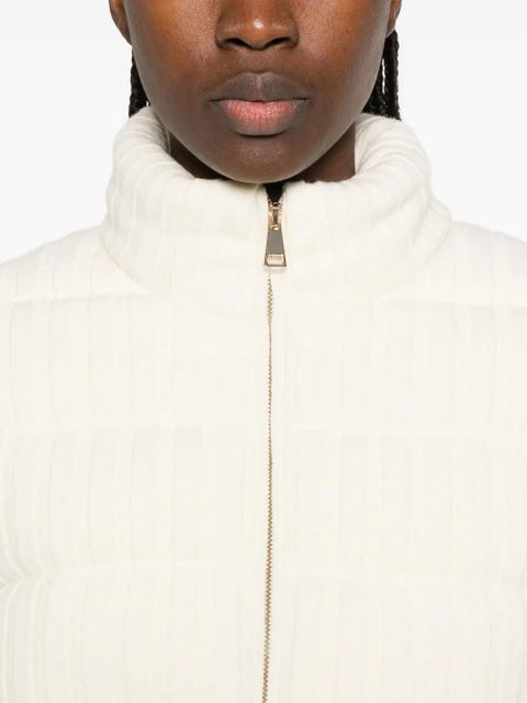 Moncler knitted zip-up puffer jacket - Neutrals
