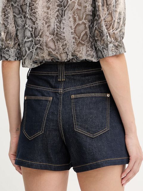 Morgan szorty jeansowe damskie kolor granatowy gładkie high waist SHADZA