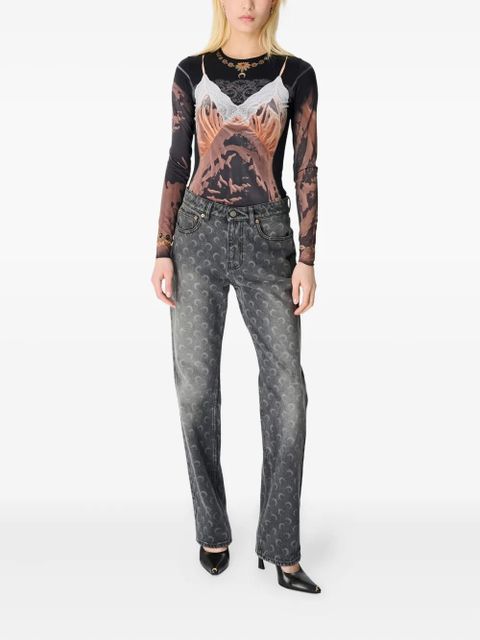 Marine Serre moon laser wash straight jeans - Grey - zdjęcie produktu nr 2