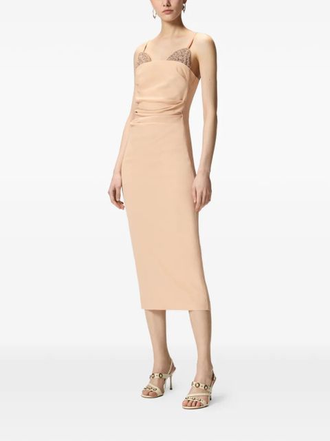 PINKO Carruba embellished ruched dress - Neutrals