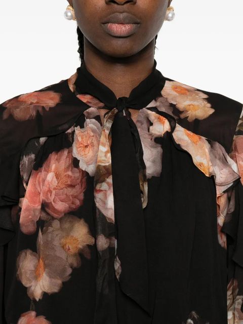 ZIMMERMANN ruffled floral-print blouse - Black