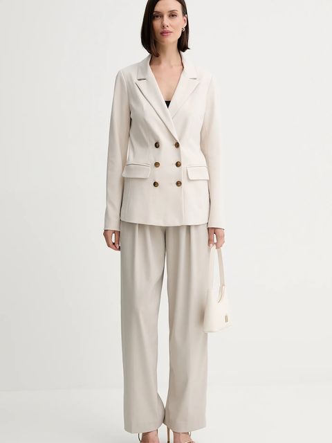 Guess marynarka MAELICE kolor beżowy dwurzędowa gładka W5YN39 KCMU2