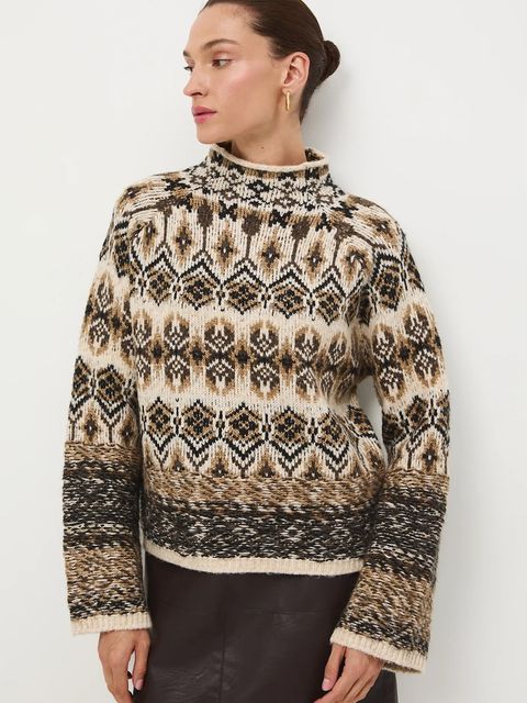 Medicine sweter z domieszką wełny damski kolor multicolor ciepły z półgolfem - zdjęcie produktu nr 1