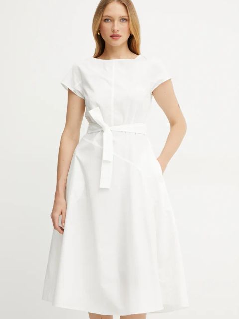 Weekend Max Mara sukienka bawełniana kolor biały mini rozkloszowana 2515221142600