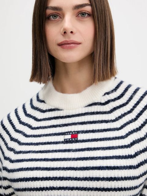 Tommy Jeans sweter z domieszką wełny damski kolor biały DW0DW21677
