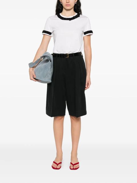 Max Mara embellished-neckline cotton T-shirt - White