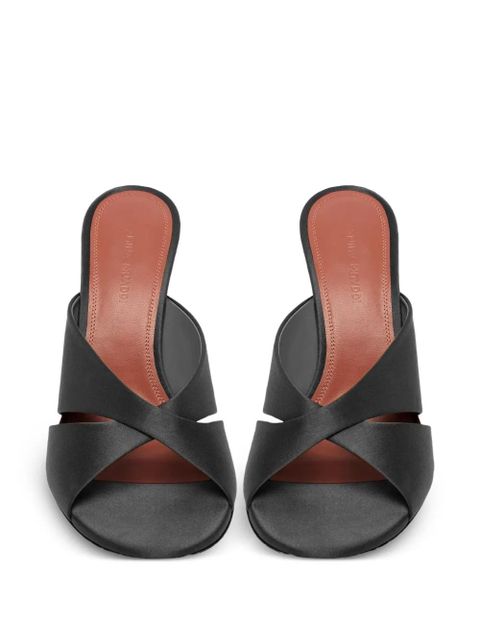 Amina Muaddi Salma criss cross silk-heeled sandals - Black