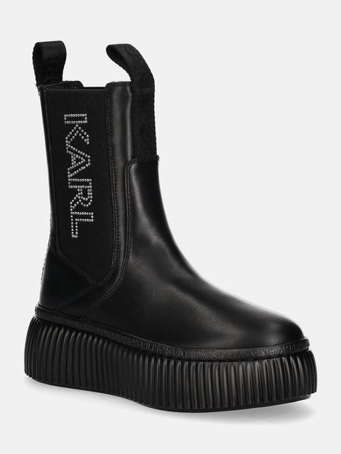 Karl Lagerfeld sztyblety skórzane KREEPER damskie kolor czarny na platformie KL42343 - zdjęcie produktu nr 2