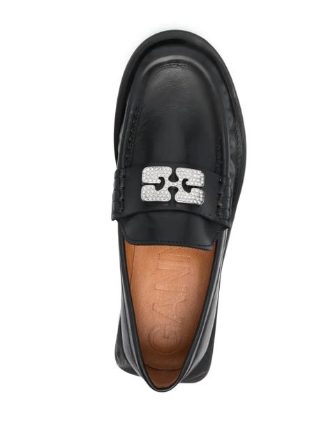 GANNI 30mm logo-plaque loafers - Black