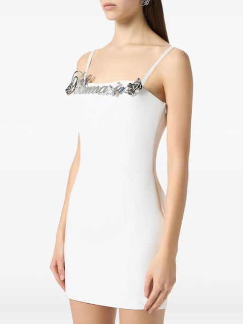 Blumarine logo-embellished slip dress - White