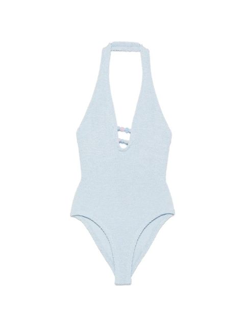 Hunza G Adriana bead-embellished halterneck swimsuit - Blue - zdjęcie produktu nr 1