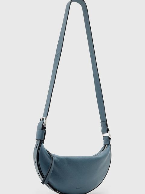 AllSaints torebka skórzana HALF MOON kolor niebieski W301XB - zdjęcie produktu nr 1