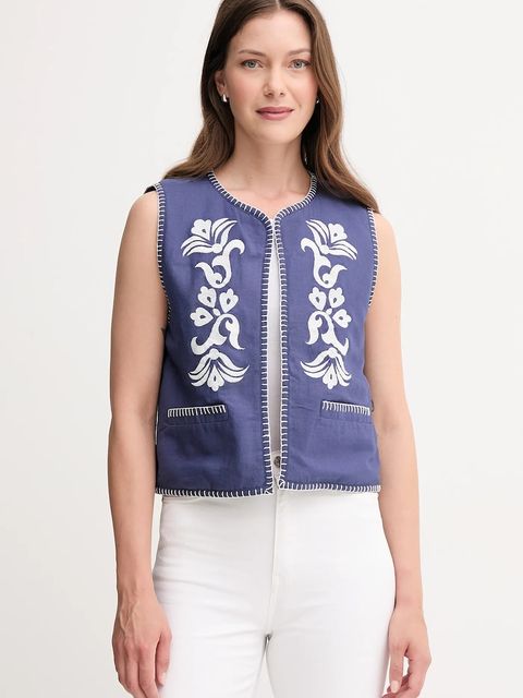 Hoss Intropia kamizelka kolor niebieski niezapinana 5472057 - zdjęcie produktu nr 1