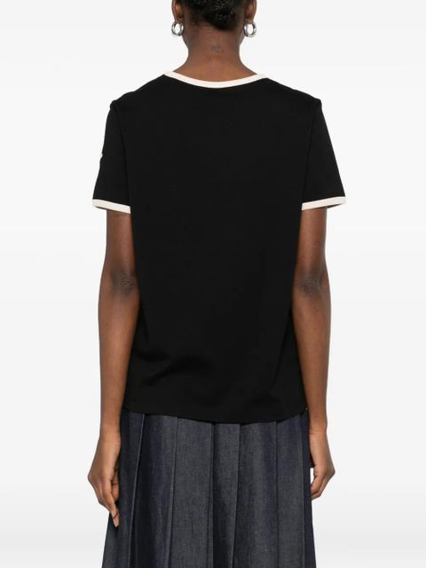 Moncler logo embroidery pocket T-shirt - Black