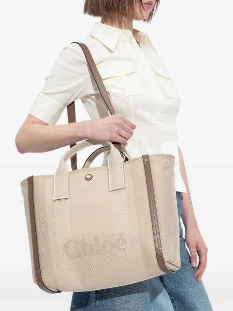 Chloé Carry logo-embroidered tote bag - Neutrals - zdjęcie produktu nr 2